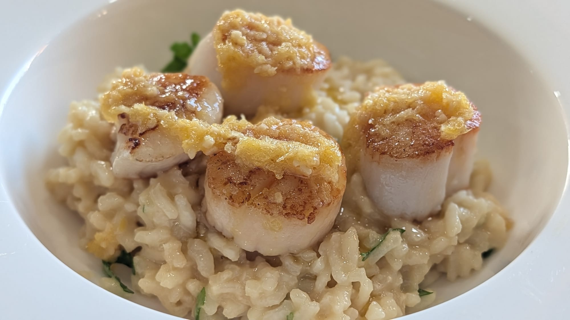 Seared Scallops with Saffron Risotto and Lemon Butter Sauce